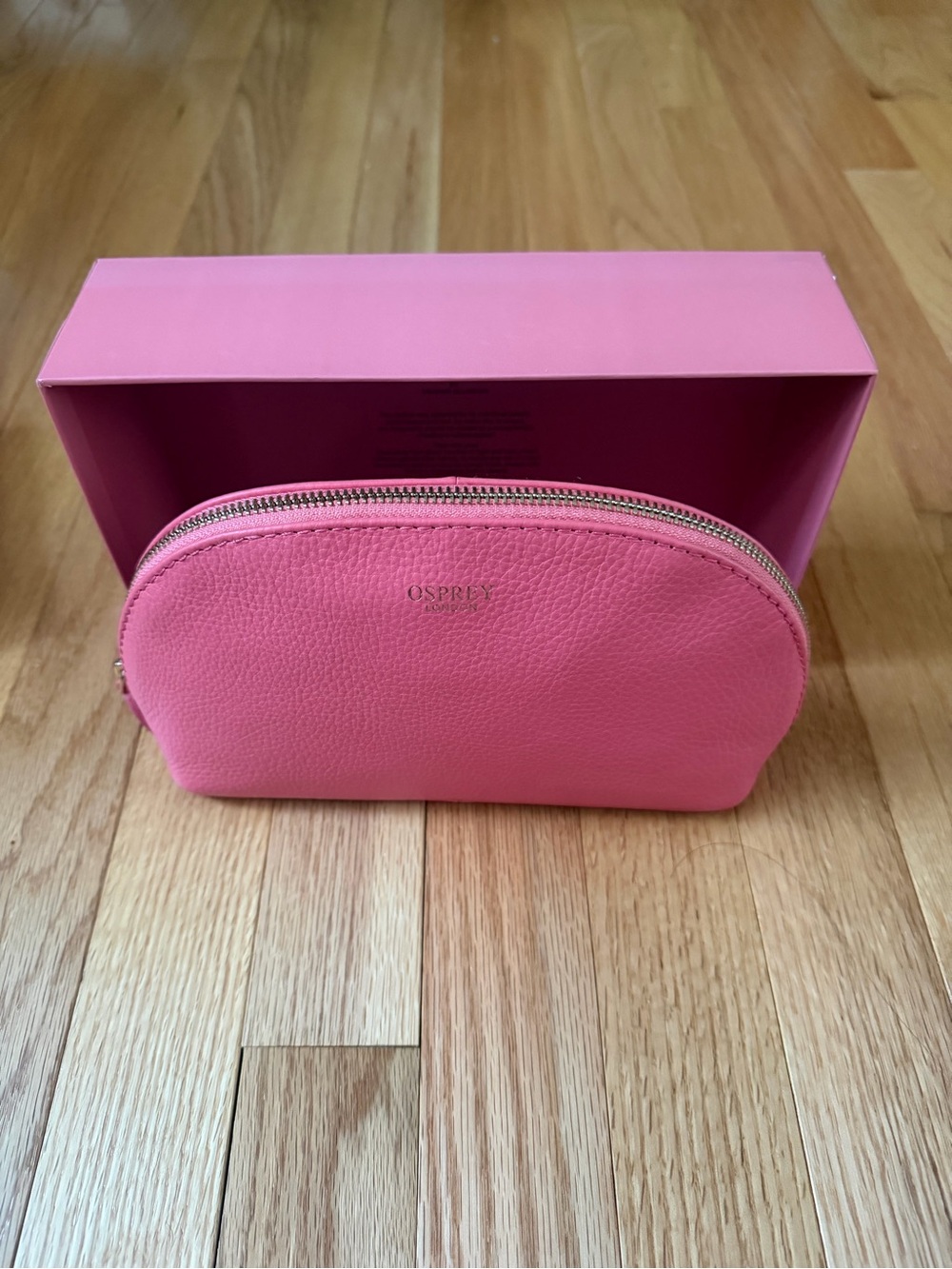 NWT Osprey London Guava Pink Leather Tilly Makeup Bag